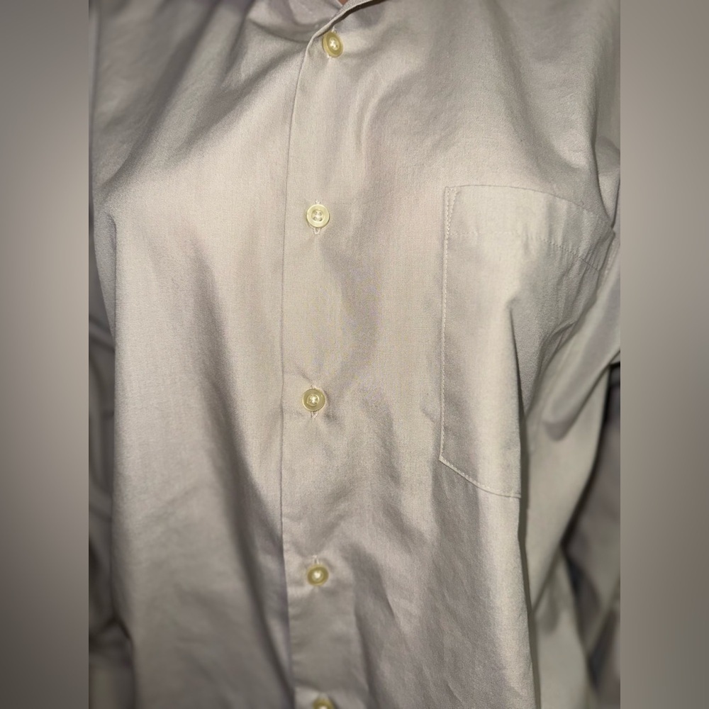 Arrow Fitted Dress Shirt 15.5 34/35 Tan Beige Long Sleeve Button Down - Picture 2 of 5